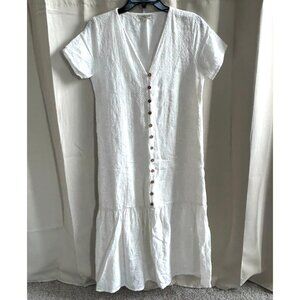 Natura Dress Small White Button Up Cotton Coquette Dainty‎ Boho Whimsical 17751